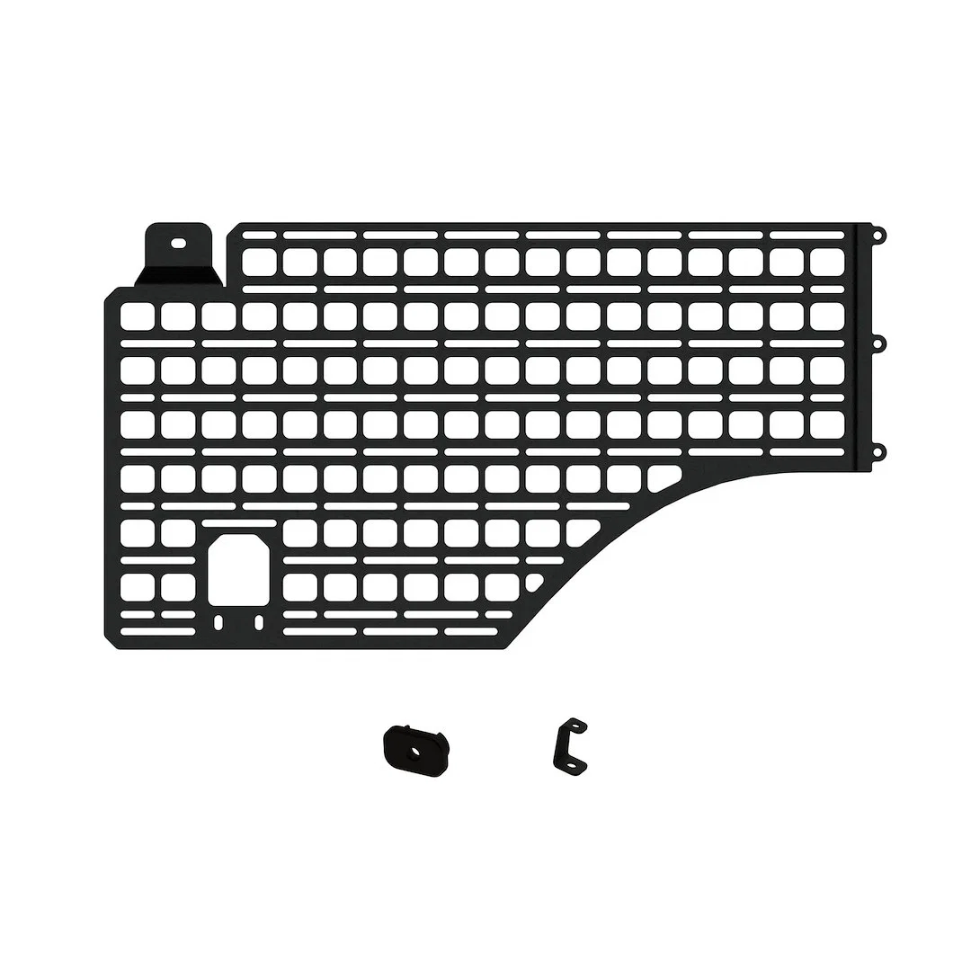 102037 – BUILTRIGHT Molle Cargo Panel, Bedside Mount Screw On Powder Coated Textured Black Steel With 1 Passenger Sid...